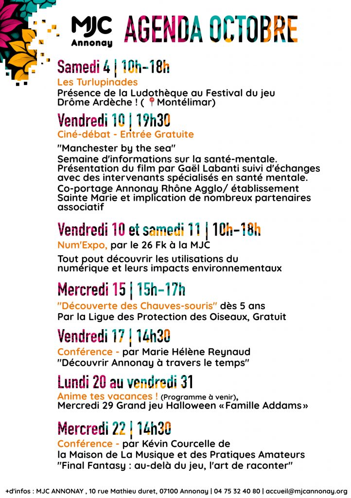 MJC DATES DU MOIS